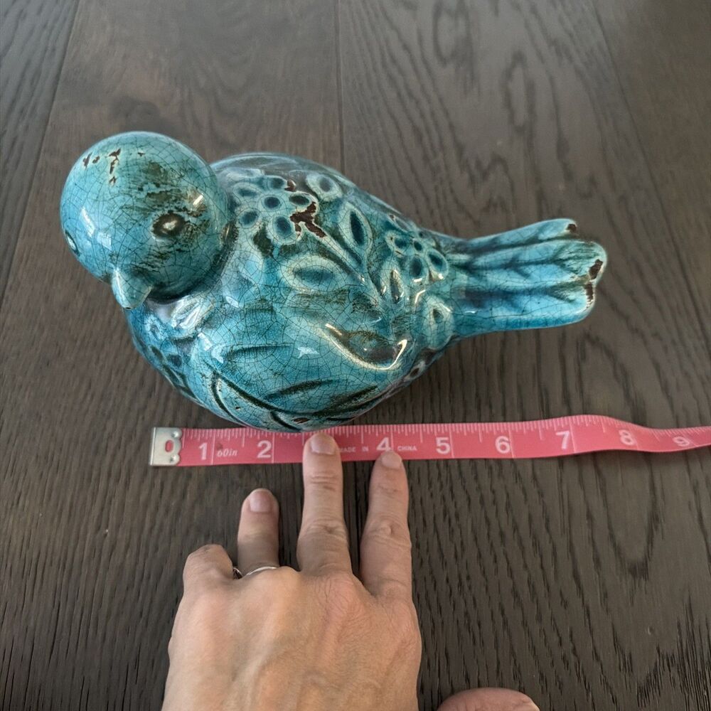VTG Porcelain Bird Open Wings Floral Pattern, Natural Patina Home Decor  - Picture 8 of 8